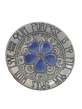 Potter Boy Signed Behunin Small Plate Forget-Me-Not Studio Art Inspirational "Ou